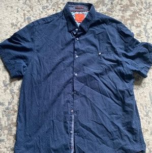 Men's navy short sleeve button down
